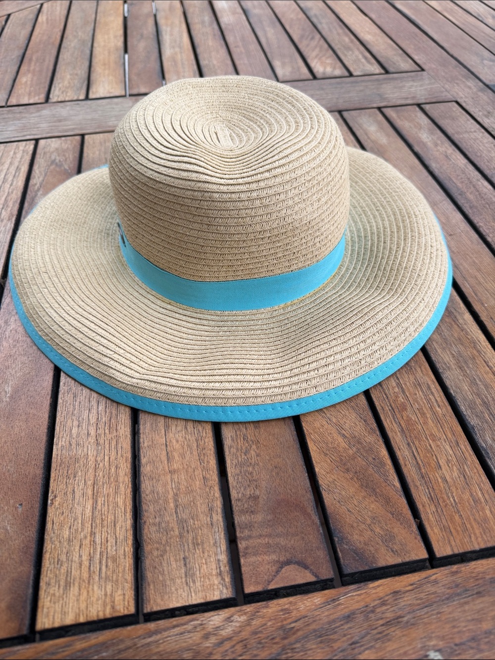 Panama Jack Straw Sun Hat with Turquoise Trim by Panama Jack
